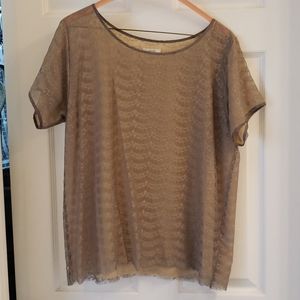 J. Crew nude grey lace blouse sz M